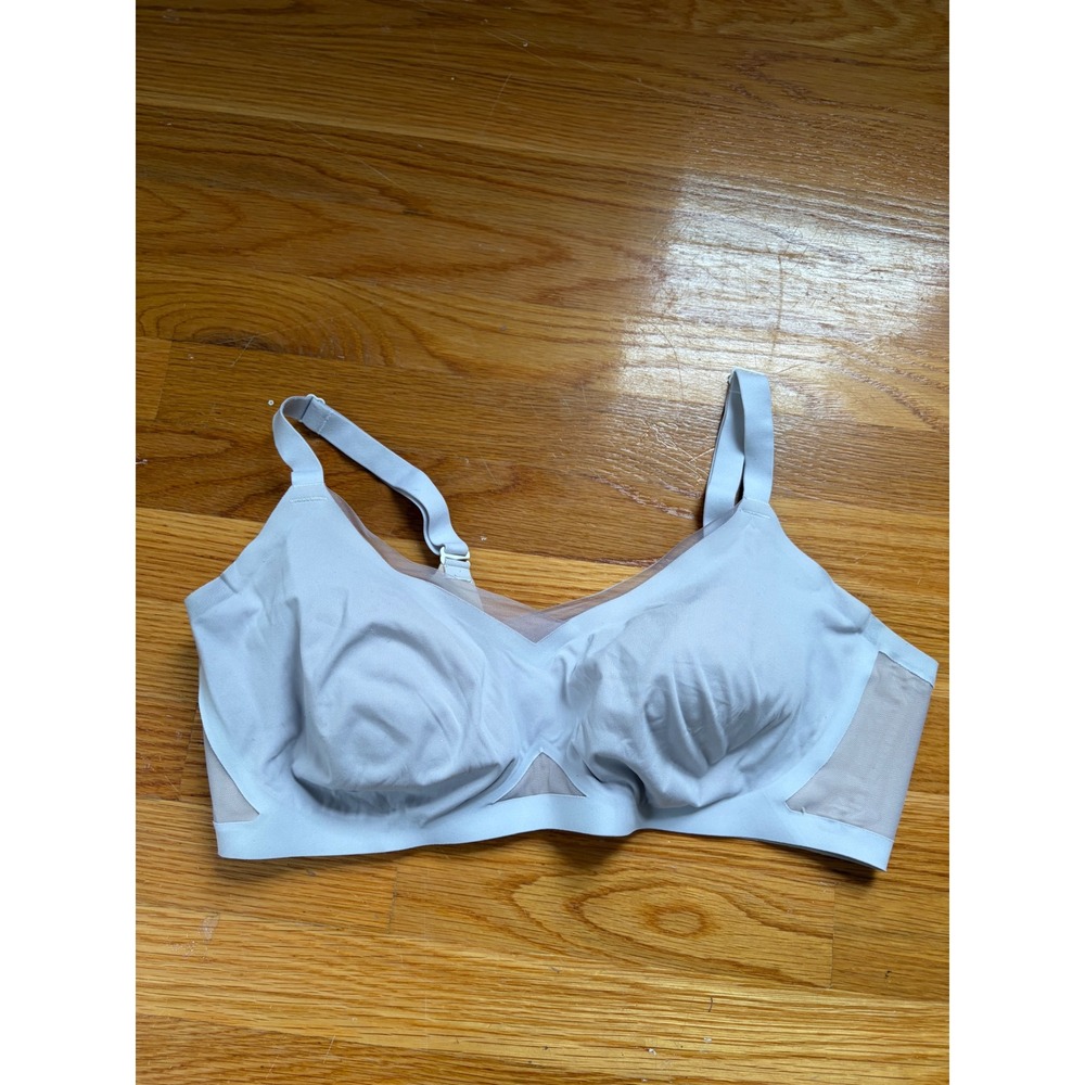 Honeylove Crossover Bra Light Blue Wireless Support Mesh Panels Size 1X 40C/D